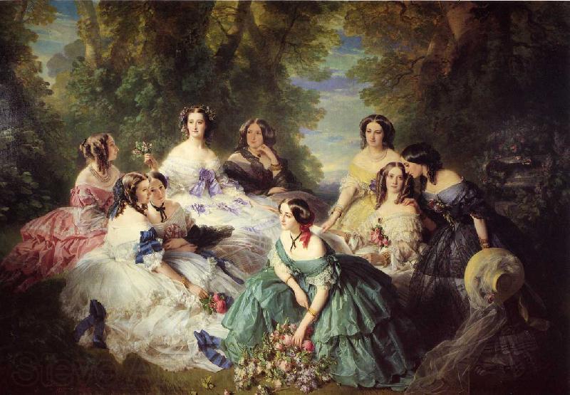 Franz Xaver Winterhalter The Empress Eugenie Surrounded by her Ladies in Waiting Spain oil painting art